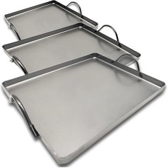 DOJA Barcelona Cooker Baking Tray Large + Medium + Small Enamelled Oven Tray Chestnut / Cake / Pizza Stainless Steel Oven Tray with Handle Cake Tray Rectangular Grill Tray Rectangular Cake Tray