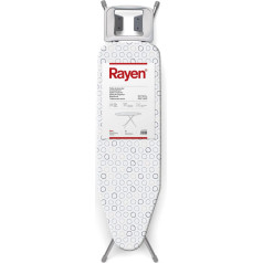 Rayen 6133.01 Ironing Table, Stainless Steel, Structure Grey Case and blanca-círculos, 113 x 34 x 5.5 cm