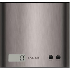 Salter 1087 SSDCDU Digitale elektronische Küchenwaage Arc, schlanke Edelstahlplattform, abgerundete Seiten, LCD-Display Waage Küche, Wägefunktion, Tarenfunktion leicht zu reinigen, max. 3kg