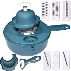Vegetable Slicer, Vegetable Cutter, 14-in-1 Onion Chopper, 10 Seconds Chopping & Mixing, Comes with 6 Different Blades and 1 Paring Knife, Chopper Dicer for Slicing Fruit Vegetables