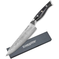 SCHNEIDWERK Chef's Knife Premium G10 Handle Damascus Knife Kitchen Knife 20 cm Blade Length 67 Layers Stainless Steel Damascus Very Sharp Chef's Knife Made of Damascus Steel, Damascus Steel Rustproof