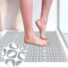 Shower Mat Non-Slip 60 x 60 cm | Square Bath Mat with Strong Suction Cup, PVC, Mildew Resistant, BPA Free & Latex, Machine Washable