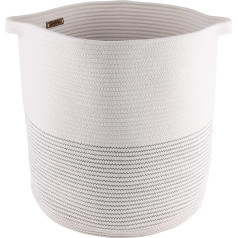 GooBloo Extra Large Braided Storage Basket - 46 x 41 cm Decorative Cotton Rope Basket Round - Laundry Basket with Handles - Basket for Storing Blankets, Toys in Children's Room etc