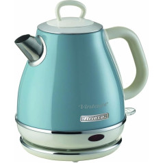 Ariete Vintage Kettle 2868, Retro Electric Kettle with Wireless 360° Base, Automatic Shut-Off, 1 L Capacity, Stainless Steel, 1600 W, Blue
