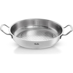 Fissler Original Profi Collection / Stainless Steel Serving Pan Round (2 L, Diameter 24 cm) Novogrill Frying Surface, Inner Scale - Induction