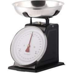 Plint New 3 kg Traditional Weighing Kitchen Scale with Stainless Steel Bowl, Retro Scales Mechanical Vintage, Retro Food Scales with Large Metal Bowl (Black)