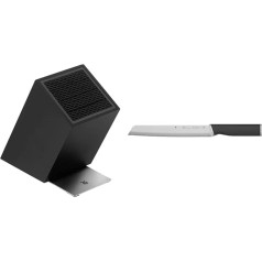 WMF Flextec Cromargan Unequipped Empty Knife Block Stainless Steel Black & Kineo Bread Knife Serrated Edge 33 cm, Made in Germany, Bread Knife Sharp, Performance Cut, Blade 20 cm