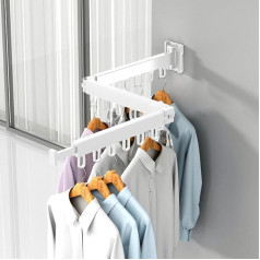 Foldable Clothes Airer for Wall 3 Arms Extendable Clothes Rack Aluminum Multifunctional Indoor Outdoor Clothes Airer with 180 Degree Rotating Clothes Hangers Space Saving Home