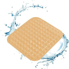 Thickoad Shower Mat, Bath Mat, Non-Slip Square Non-Slip Shower Mat with Drainage Holes and Suction Cups for Bathroom, Hotel, Bath Mat (Beige, 18x18inch)