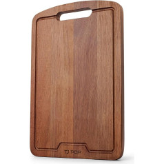 Wooden Chopping Board, 35 x 25 cm, Acacia Wood Chopping Board for Turkey, Meat, Vegetables, BBQ, Cheese, Charcuterie Board with Hanging Hole and Juice Groove