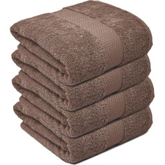 Bath Towel Set 700gsm 70 x 125cm Egyptian Cotton Non Fade Spa Hotel Quality Bathroom Shower Towels (Peanut Brown, 4)