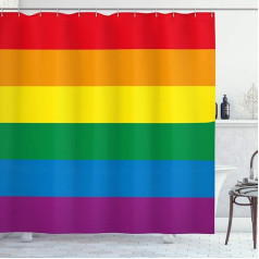 ABAKUHAUS Rainbow Shower Curtain, Gay Parade Flag Freedom, Fabric Fabric Bathroom Decoration Set with Hooks, 175 x 180 cm, Multicolor