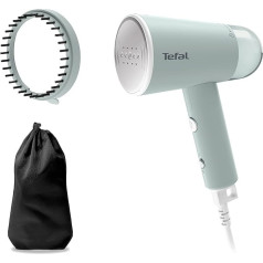 Tefal Origin Travel Steam Brush, DT1034, Steam Performance, Foldable, Ready to Use in 25 Seconds, 20 g/minute, No Settings Needed, 70 ml Capacity, Includes Accessories, White/Eucalyptus