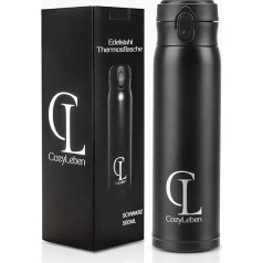 CozyLeben Leak-proof drinking bottle stainless steel 316, 500 ml with one-click action, slim and lightweight water bottle, BPA-free and double-walled insulated thermos flask for children, office,