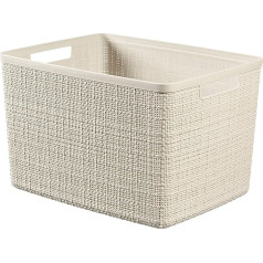 Curver Basket Jute 100% Plastic Recycled Rectangular, White Red, L: 20 L