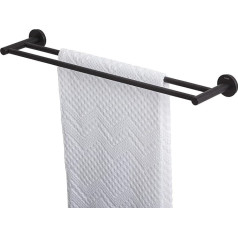 Tiger Urban Double Towel Rail Stainless Steel Matt Black Wall Mounted Towel Rail with Interchangeable Decorative Rings for Customisation