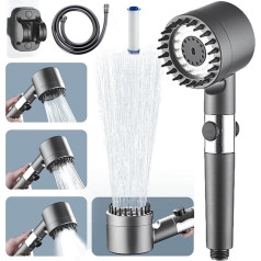 High Pressure Shower Head Shower Head Bathroom 4 Modes Adjustable Anti-limescale Massage Hand Shower with Water Stop Shower Head Saving Water Spa Shower Head (C)