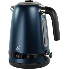 T24 Stainless Steel Kettle 1.7 L with 7 Adjustable Temperature Levels 2200 W LCD Display | Limescale Filter | Kettle with Temperature Setting, Kettle with Pressure Boiling Function (Space Petrol)