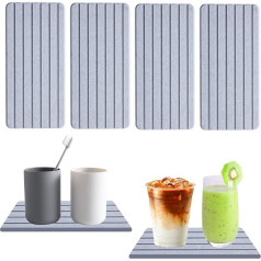 4 Pack Water Absorbent Diatomite Coasters, Quick Drying Soap Dish, Bathroom Vanity Tray with Grooves, Diatomaceous Earth Soap Holder, Toothbrush Holder Set for Home, Kitchen,