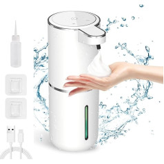NEOVSUNY Automatic Soap Dispenser, Wall Mounting, Non-Contact 380 ml, Electric Soap Dispenser with Infrared Sensor, USB Rechargeable, IPX5 Waterproof Foam Soap Dispenser for Bathroom, Kitchen, Office