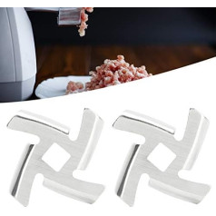 Meat Grinder Blade, 2 Pieces Meat Grinder Plate 304 Stainless Steel Grinding Disc Accessories for 5# / B Type Grinder Food Chopper (8 mm Square Hole Cross Knife)