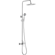 Ibergrif Praga Shower System with Rain Shower, Shower Hose, Hand Shower, Shower Holder, Shower Rail, Chrome