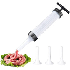 Sausage Stuffing Tool, Manual Sausage Machine, Sausage Stuffer, Manual Sausage Stuffer, Household Sausage Stuffer, with 3 Household Nozzles, Kitchen Utensils, Suitable for Homemade Sausages