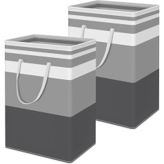 75L Laundry Basket with Handle, Laundry Hamper, Freestanding Laundry Basket, Collapsible Laundry Basket, Grey Laundry Basket for Storing Clothes, Toys in Bedroom, Bathroom (Pack of 2)