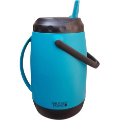 aucho Bruno - Large Paraguayan Insulated Flask, 2.5 Litre Blue, Double Handle for Pouring and Carrying, Maintains Liquid Temperature, Ideal for Tereré