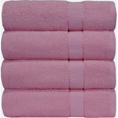 Casabella Pack of 4 Large Jumbo Bath Towels 100% Egyptian Combed Cotton Large Beautiful Towels (Pink)