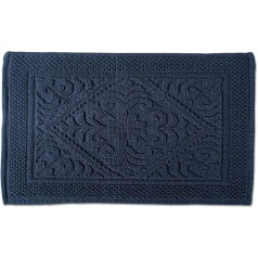 DII Oceanique Badezimmerteppich, maschinenwaschbar, 100% Baumwolle, Jacquard, weich und saugfähig, Platz in der Nähe von Waschtisch, Badewanne oder Dusche, 50,8 x 78,7 cm, Damast Navy, 20