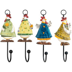 Gaobei 4 Pack Metal Polyresin Wall Hooks Assorted Colors Decorative Key Hat Cloth Towel Wall Hooks