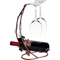 THEE Creative Wine Rack Wine Glass Holder Bottle Rack with Space for 1 Bottle and 2 Glasses (Ore Colour)