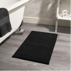Brentfords Bath Mat Non-Slip Absorbent Super Soft Thick Mat Material Large Quick Dry Lightweight Bath Mat for Bathroom Floor Black
