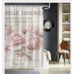 Sotyi-ltd French Shabby Chic Shower Curtain with 12 Hooks Heavy Duty Mildew Resistant Waterproof Washable 72x72 Inch