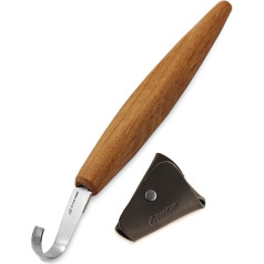 BeaverCraft Spoon Carving Hook Knife SK5s 5 cm - Double-Sided Hook Knife for Wood Cutting Carving Knife with Leather Sheath for Carving Spoons