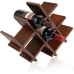 Powerking Wooden Wine Rack, Small Wine Rack for 8 Bottles, Bottle Rack Wine Bottle Holder for Kitchen & Pantry and Bar, Brown