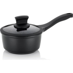 kela Stella Nova 12225 Saucepan Diameter 16 cm 1 L Cast Aluminium Black All-Hob Base Non-Stick Coating with Glass Lid Heat Resistant up to 180 °C