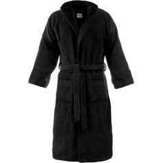 Bassetti Cotton Hooded Bathrobe for Men and Women, Available in Various Sizes and Colours (G1 Black, M), gray