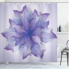 ABAKUHAUS Flower Shower Curtain, Blooming Petals Pattern, with 12 Rings Set, Waterproof, Stemy, Modern, Colourfast and Mildew Resistant, 175 x 180 cm, Purple Dark Purple and Lavender