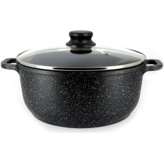 Cflagrant 20 cm Stone Effect Saucepan with Lid Suitable for All Heat Sources Including Induction Hob Free PFOA Free Cooking without Fat