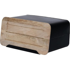 Olly & Rose Fresh Large Bread Bin in Matt Black with Bamboo Lid and Ventilation for Fresh Bread and Pastry