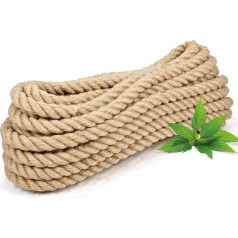 Abio Jute Rope 8 mm 100 m Rope 100% Natural Hemp Rope Cord Jute Cord Decoration Macrame Yarn for Garden Jute Cordage Handrail Rope Ship Rope Package Cord (8 mm, 100 m)