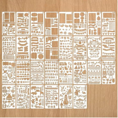 Set of 30 Painting Stencils Set, Plastic Stencil, Reusable, Letter Number Painting Template Stencils DIY for Notebook Diary Scrapbook Journal Decoration Craft Drawing Template Aids
