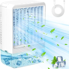 Mobile Klimageräte Mini Luftkühler, Mobil Klimaanlage mit Wasserkühlung und 800ml Wassertank für Zuhause und Büro, 3 Windgeschwindigkeiten, 2/4H Timer, 7 Farben LED-Licht