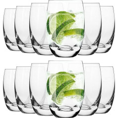KIAPPO Set of 12 Elite Glasses with Capacity. 360ml for Water and Cold Drinks Drinks Tarnish Resistant Crystal Glass Barrel Shape Dishwasher Safe