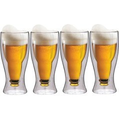 maxxo Double-Walled Beer Glasses Set of 4 x 500 ml Thermal Glasses with Floating Effect Beer Glasses Drinking Glasses Beer Glass