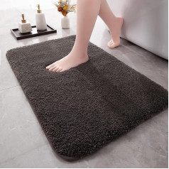chakme Bath Mat, Non-Slip, 51 x 81 cm, Machine Washable Bathroom Rug, Water-Absorbent Bath Mat, Soft Microfibre Bath Mat for Shower, Bathtub and Toilet, Dark Grey