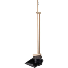 Bloomingville Dustpan and Brush Cleaning Black Beech Wood Metal Bristles Set