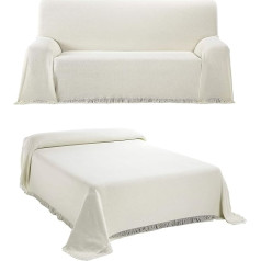 BEAUTEX Bedspread - Living Room Blanket Made of Cotton, Practical Throw as Sofa Blanket or Couch Blanket - Bed Throw Blanket - High-Quality Bed Throw in Ecru, 180 x 260 cm